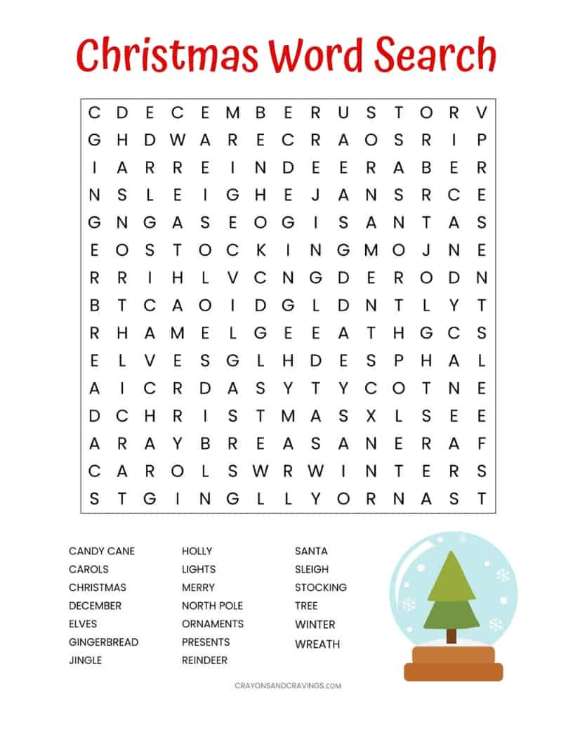 Christmas Word Search Printable (For Kids Or Adults) for Christmas Word Search Printable For Adults
