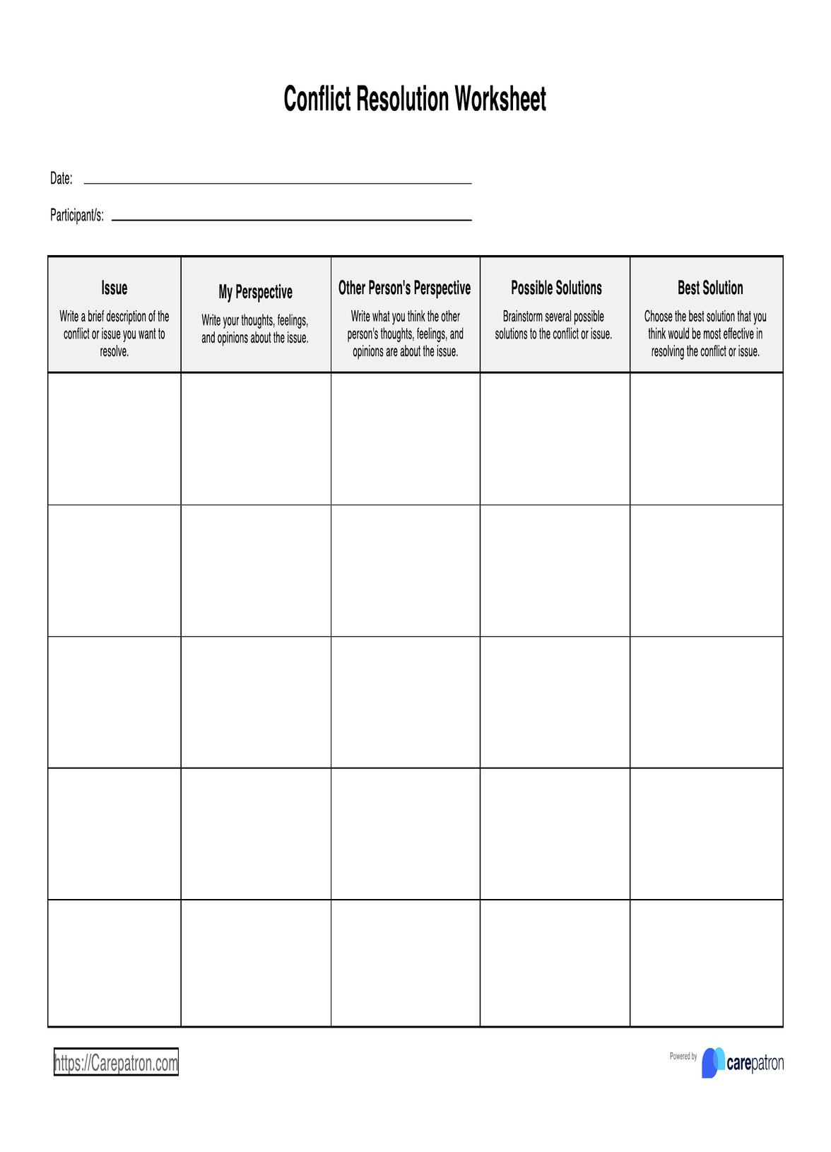 Conflict Resolution Worksheets for Free Printable Conflict Resolution Worksheets
