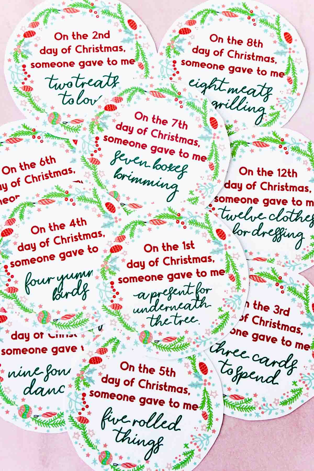 Creative 12 Days Of Christmas Gifts & Free Gift Tags - Play Party Plan in 12 Days of Christmas Printable Tags