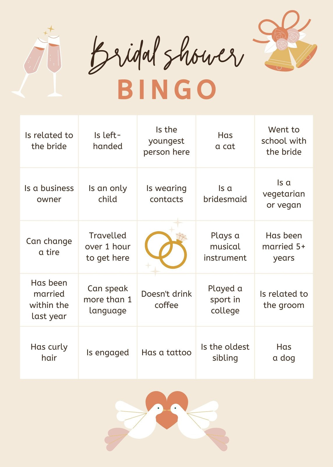 Customize 69+ Bridal Shower Bingo Card Templates Online - Canva regarding Bridal Shower Bingo Game Free Printables