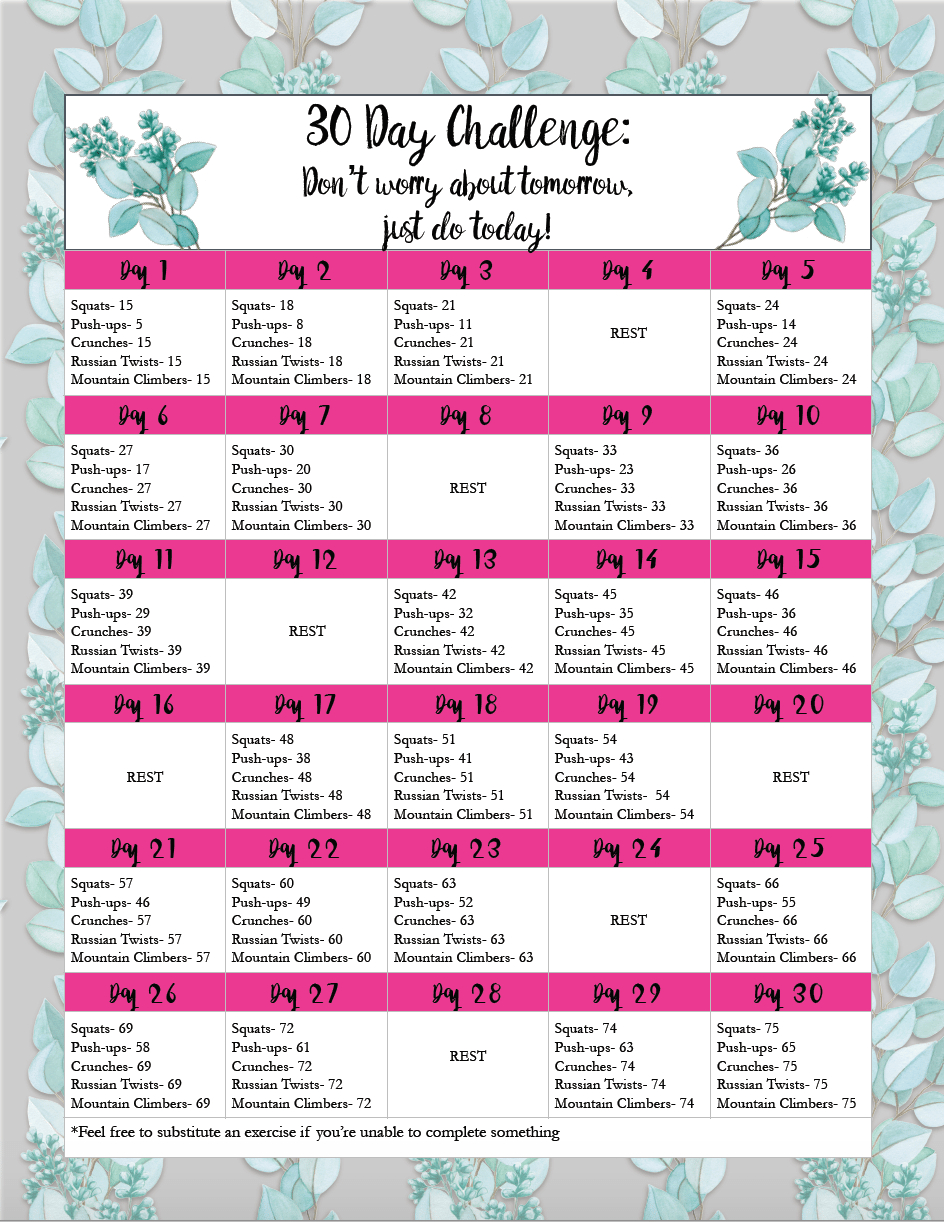 Discover 8 30 Day Challenge And Workout Challenge Ideas | Month with regard to 30 Day Exercise Challenge Printable