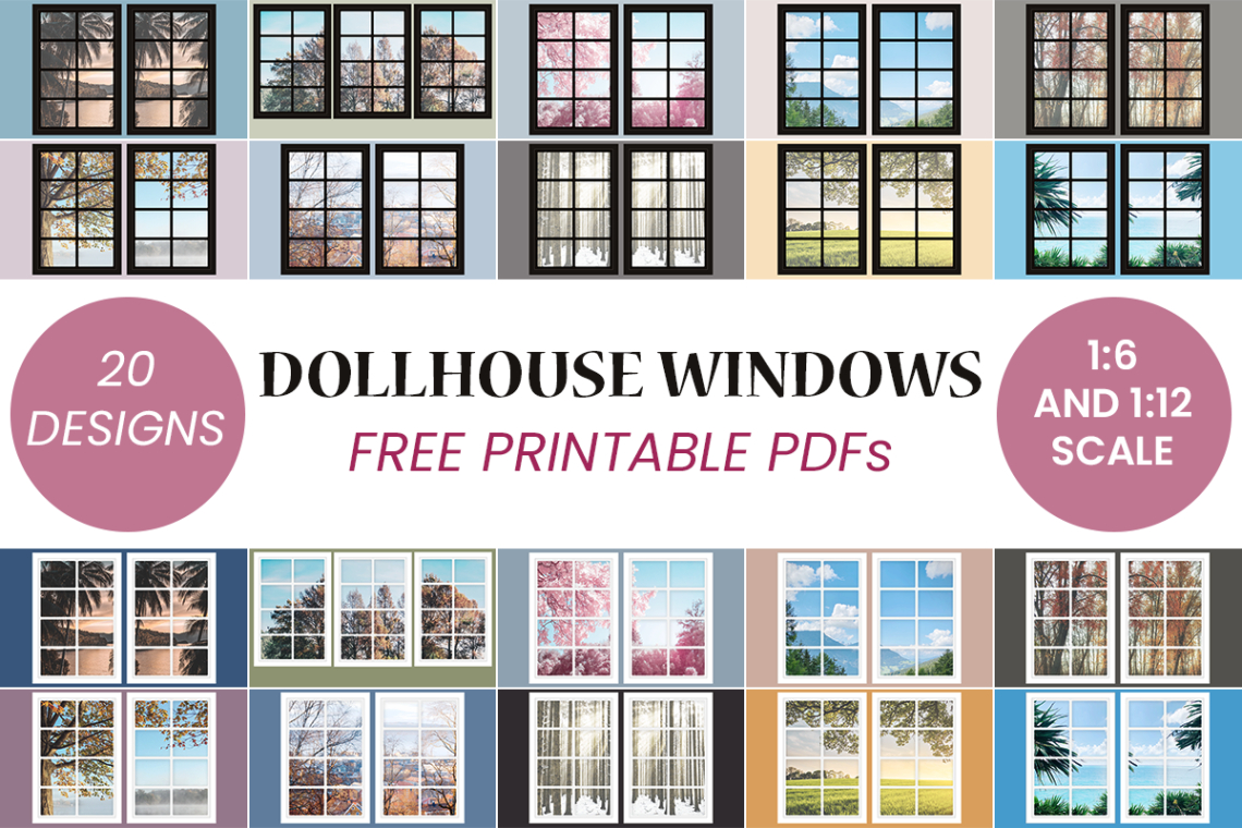 Dollhouse Windows Printable - 20 Free Designs - Suni Doll intended for 1-12 Scale Free Printables