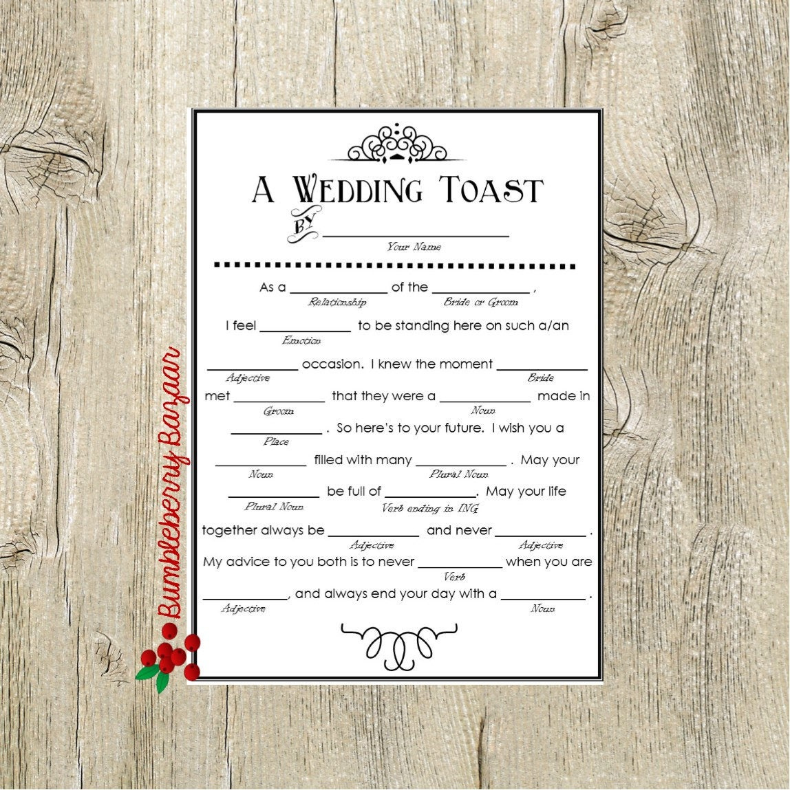 Druckvorlage Hochzeit Toast Mad Lib - Etsy.de throughout Wedding Mad Libs Free Printable