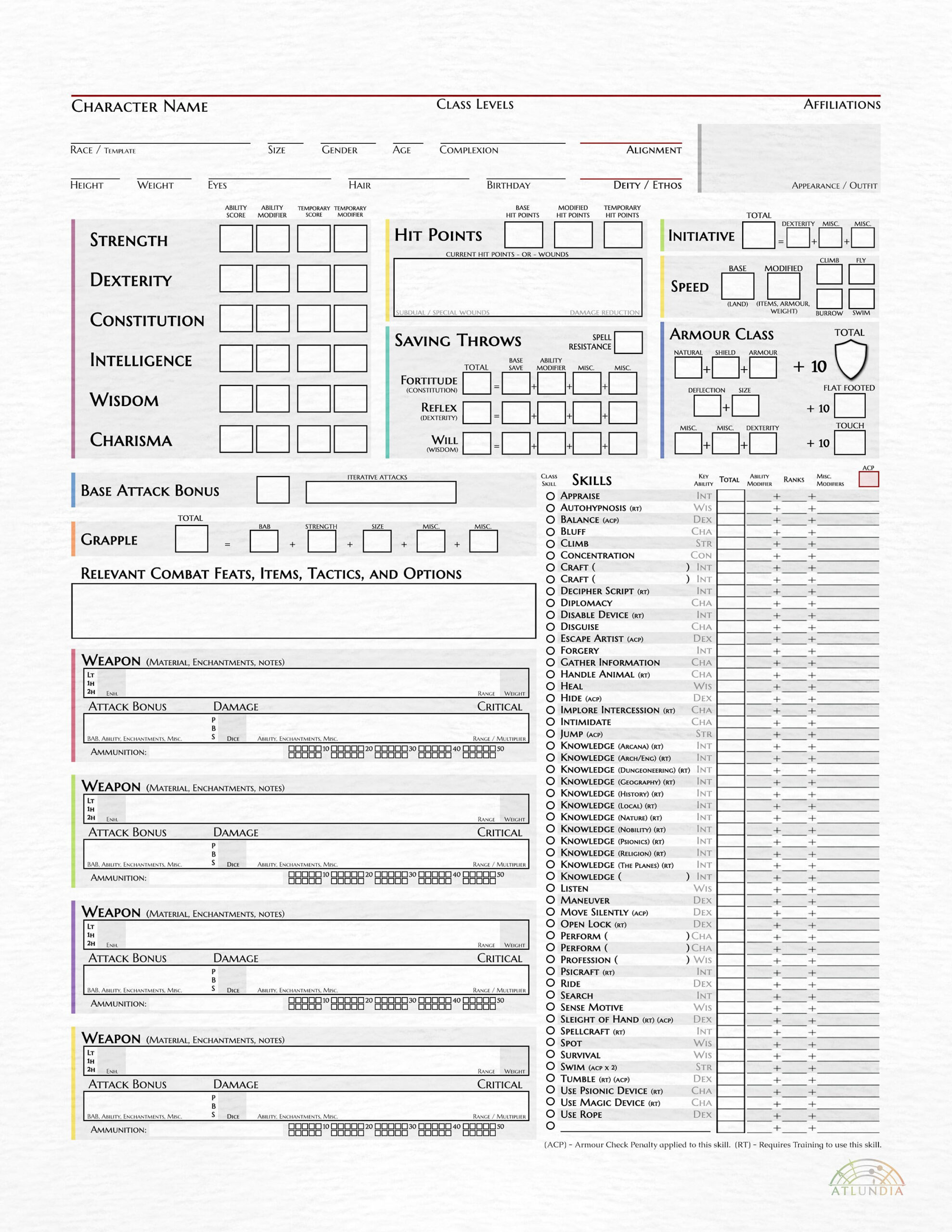 Dungeons And Dragons 3.5 Character Sheet - Etsy for Printable D&amp;amp;D 3.5 Character Sheet