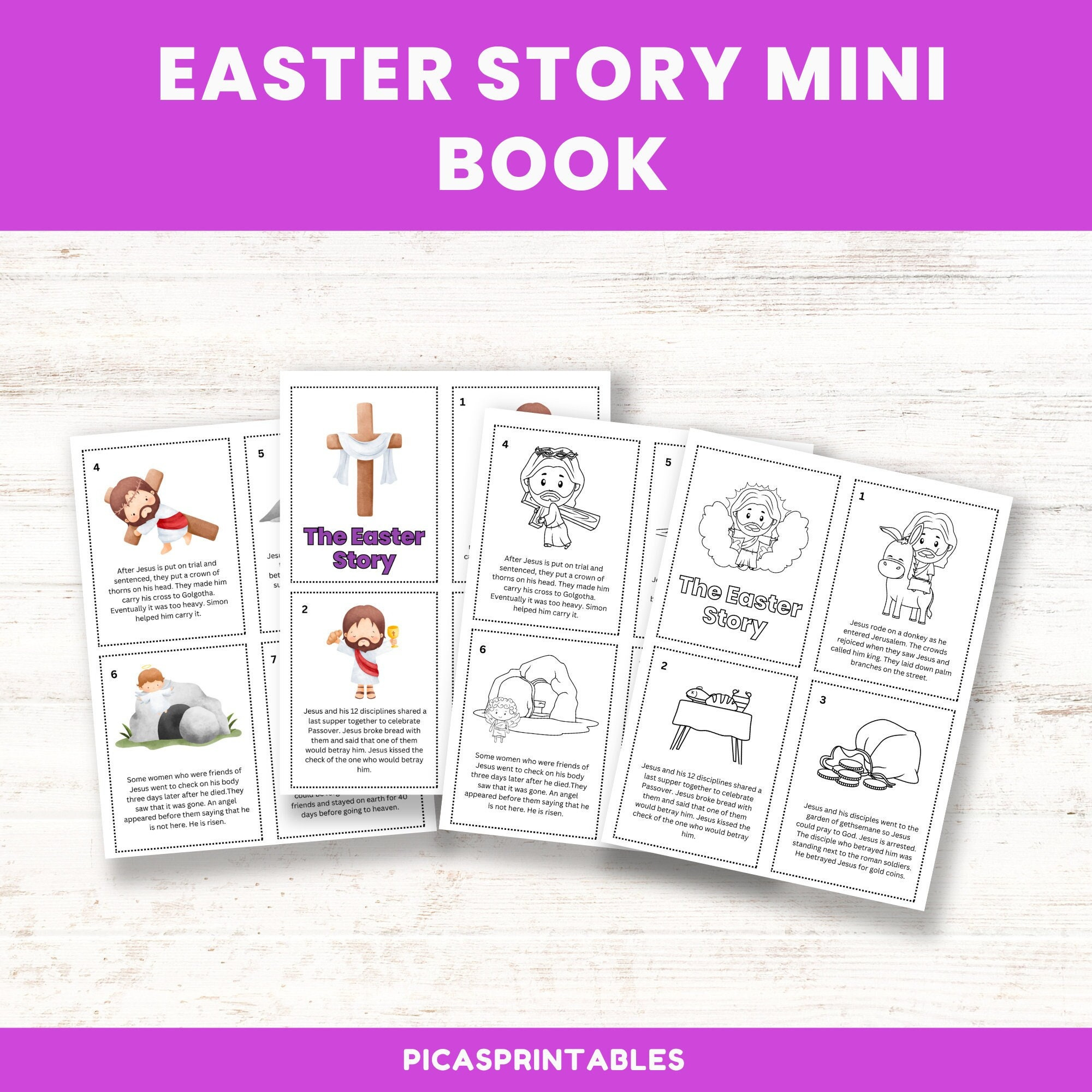 Easter Story Mini Book, Easter Story Cards, Sunday School Craft in Free Printable Easter Story Mini Book