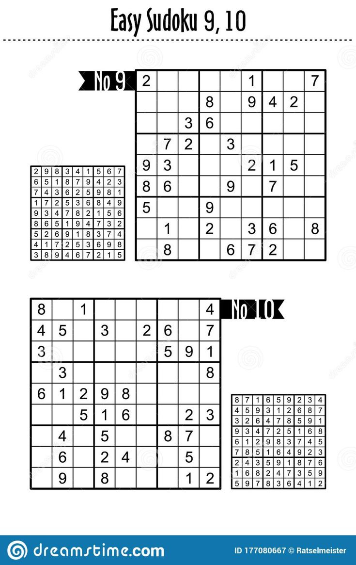 Easy Level Sudoku Puzzles 9, 10 Stock Vector - Illustration Of within Sudoku Puzzles Printable With Answers
