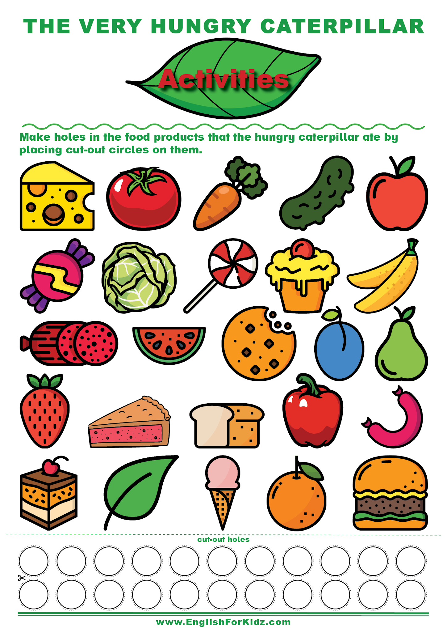English For Kids Stepstep: The Very Hungry Caterpillar Activities with regard to Printable the Very Hungry Caterpillar Food