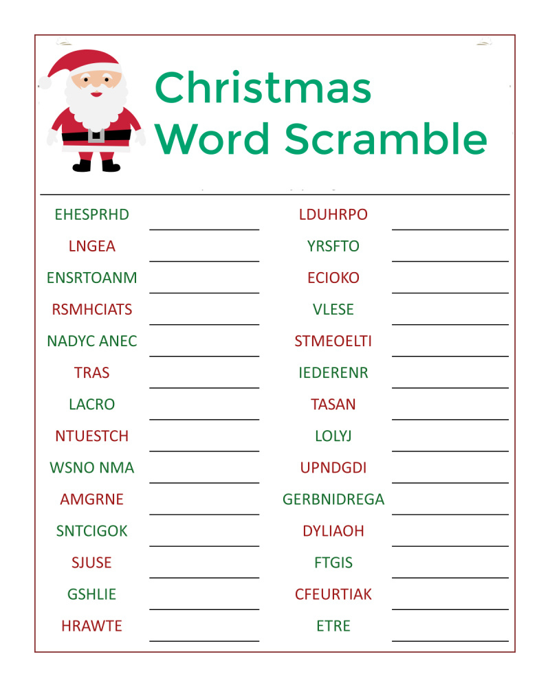 🎅🏼Santa'S Christmas Word Scramble Activity Page - Mama Likes This for Christmas Word Scramble Free Printable
