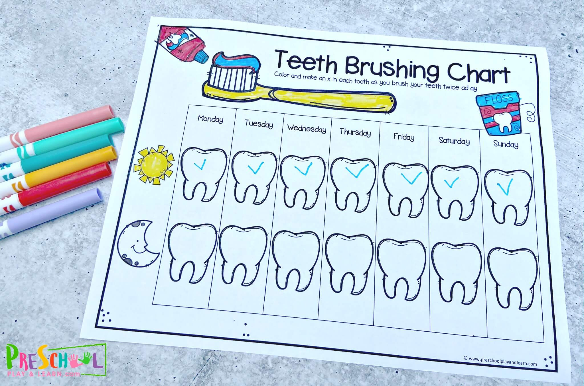 🦷 Free Printable Teeth Brushing Chart For Kids throughout Printable Brush Your Teeth Chart