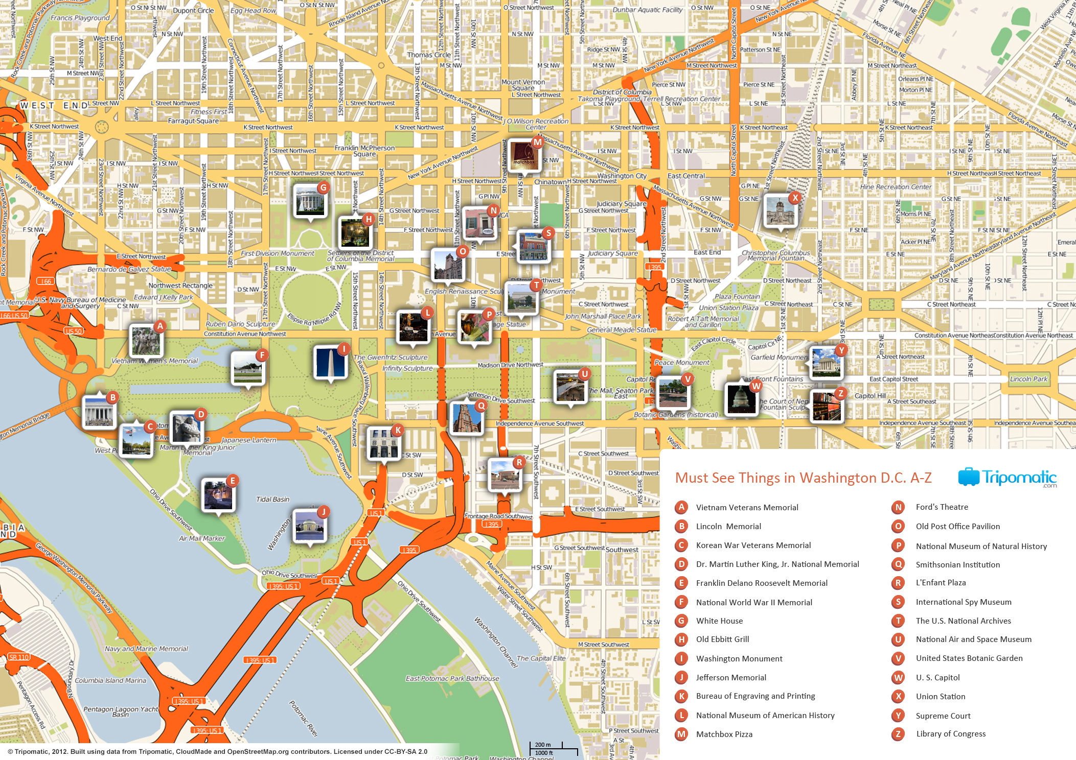 File:washington Dc Printable Tourist Attractions Map with regard to Printable Map Of Washington Dc
