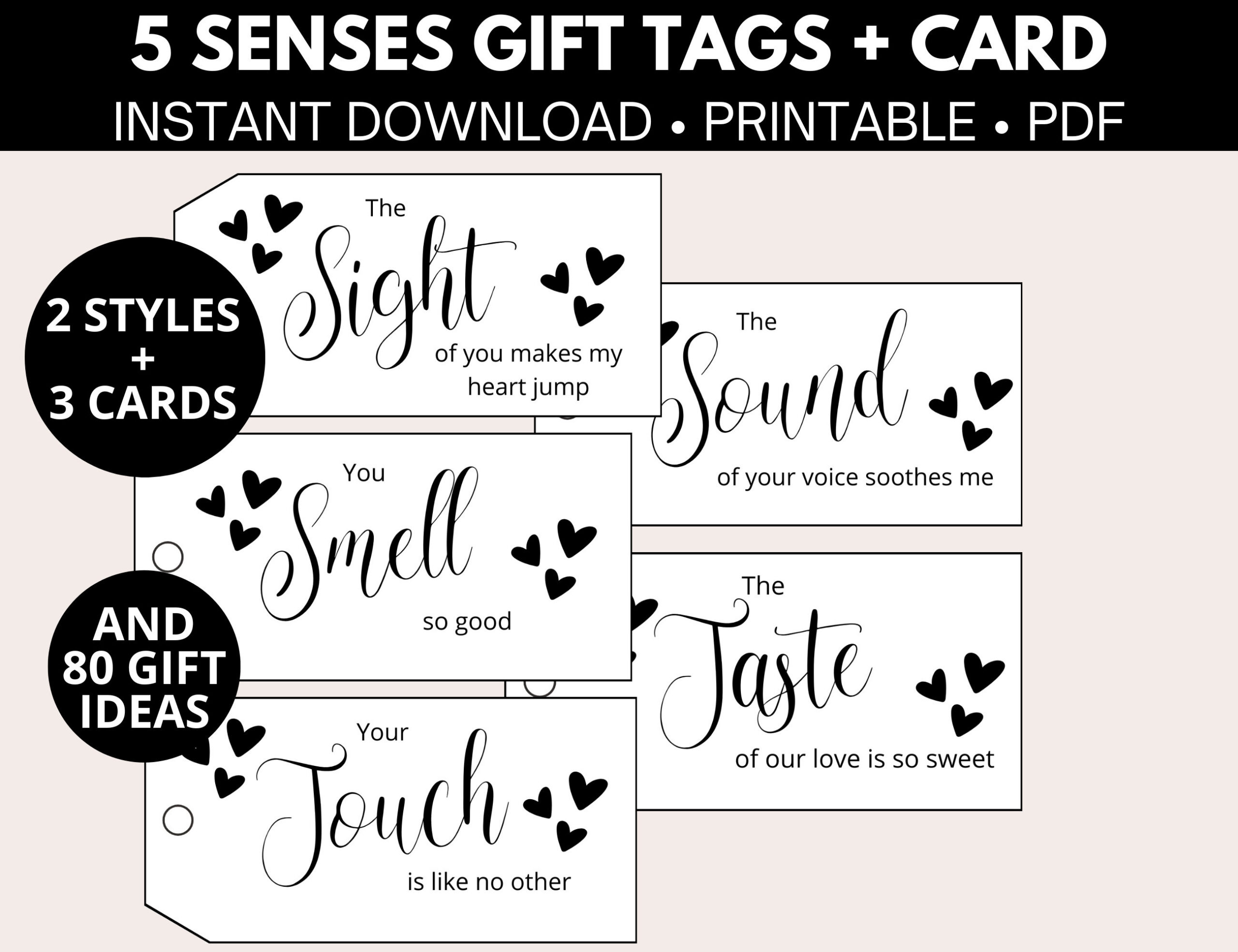 Five Senses Gift Tags With Cards And Gift Ideas, 1St Anniversary inside 5 Senses Gift Tags Printable Free