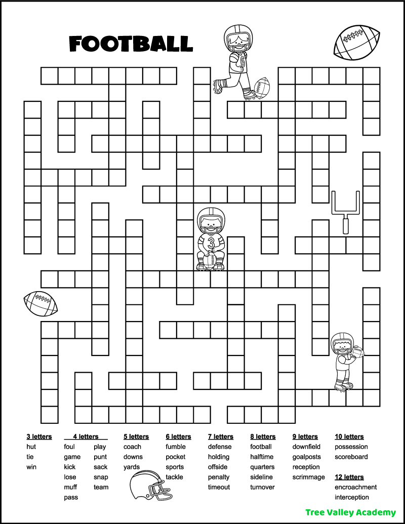 Football Fill In Word Puzzles - Tree Valley Academy throughout Fill in the Word Puzzles Printable