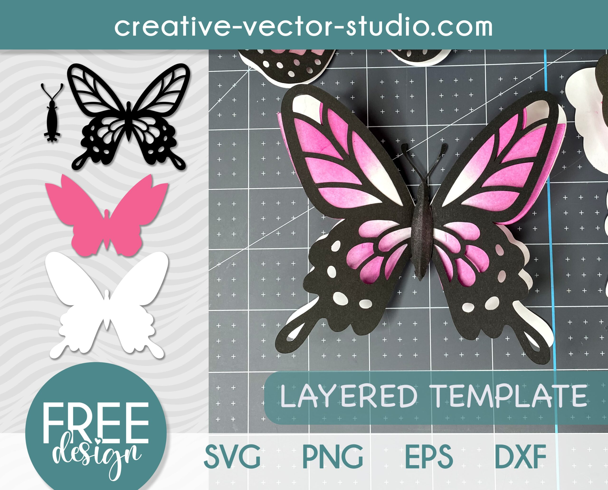 Free 3D Butterfly Svg, Png, Dxf, Eps | Creative Vector Studio intended for Free Printable 3D Butterfly Template