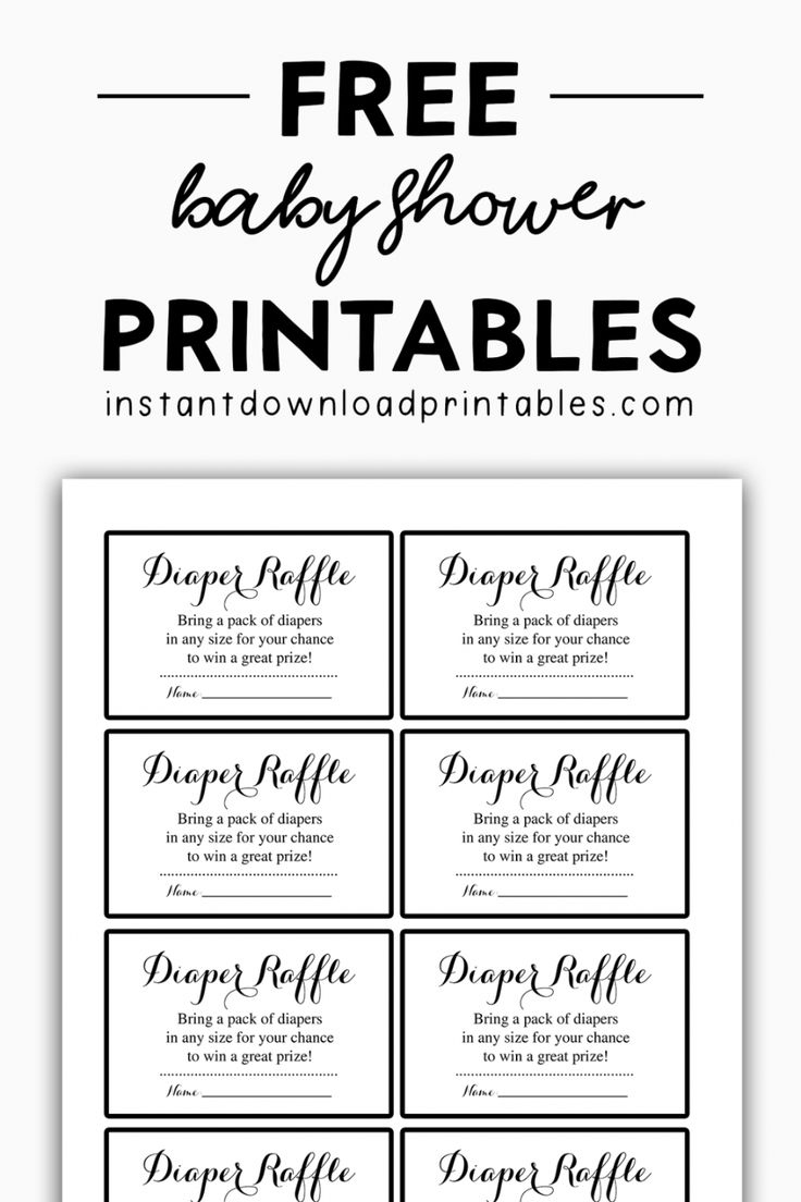 Free Baby Shower Black And White Printables - Instant Download within Diaper Raffle Tickets Free Printables