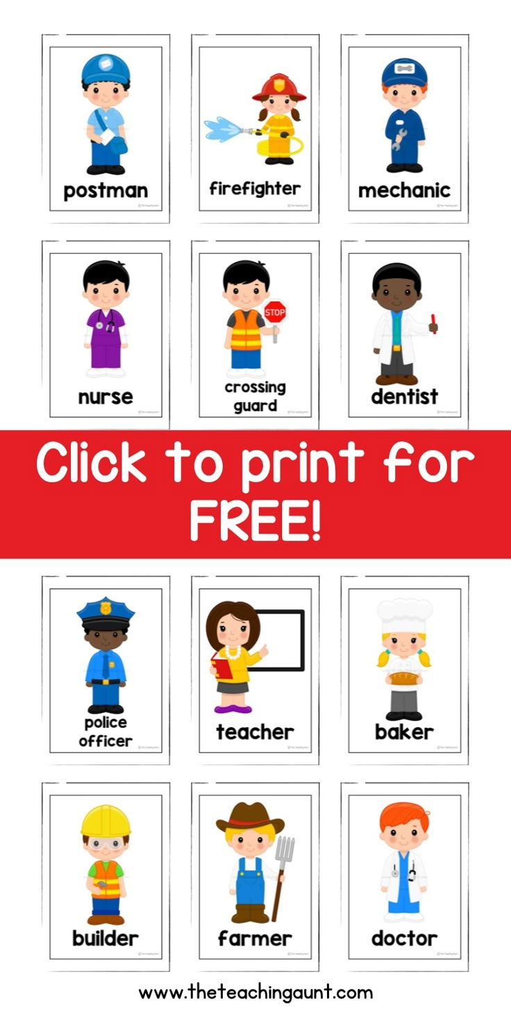 Free Community Helpers Flashcards Pdf in Free Printable Community Helpers Clipart