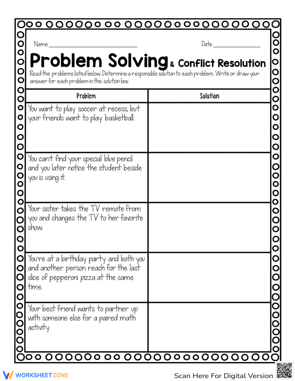 Free Conflict Resolution Worksheets For Middle School - Worksheets regarding Free Printable Conflict Resolution Worksheets