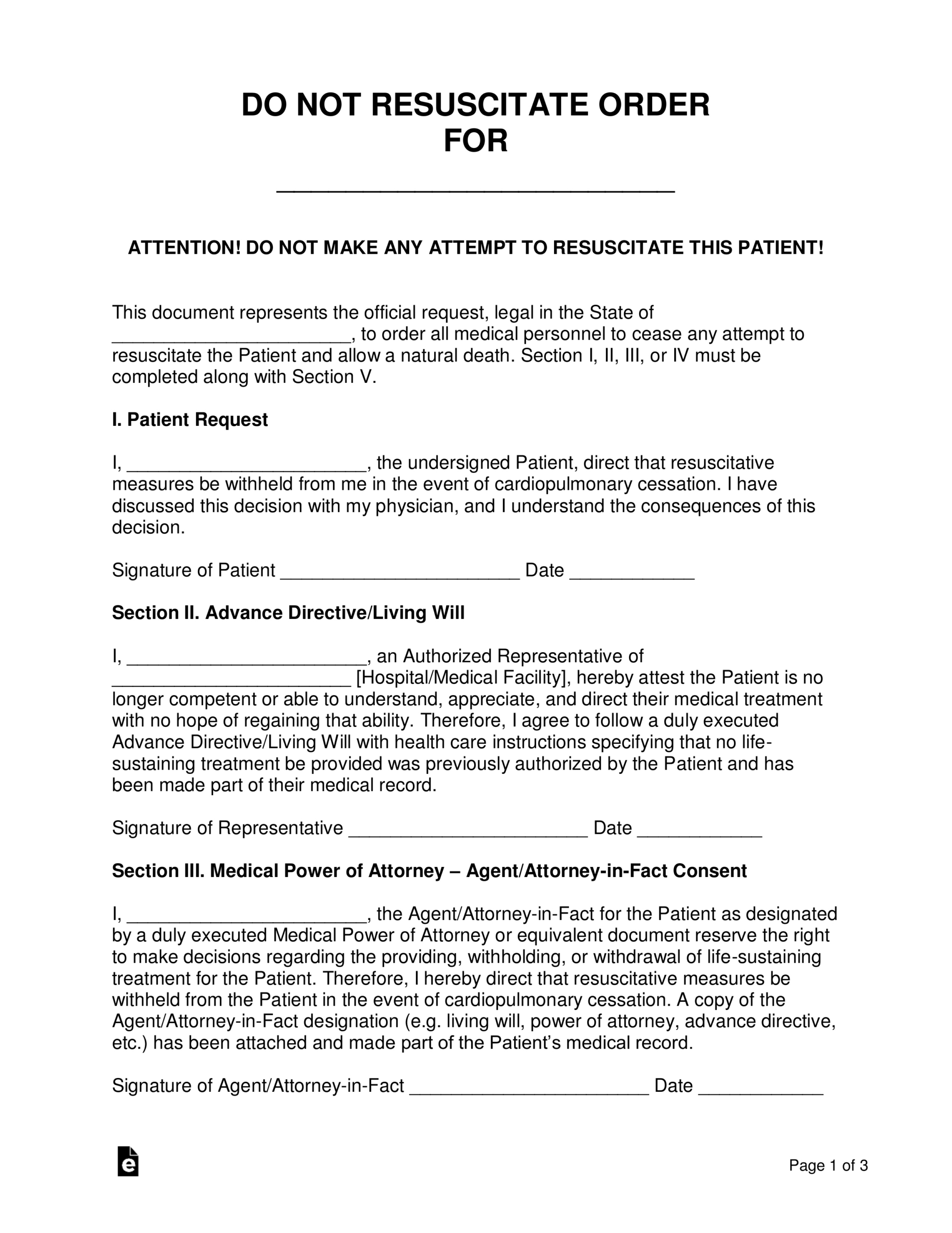Free Do-Not-Resuscitate (Dnr) Order Forms - Pdf | Word – Eforms intended for Free Printable Dnr Form Ny