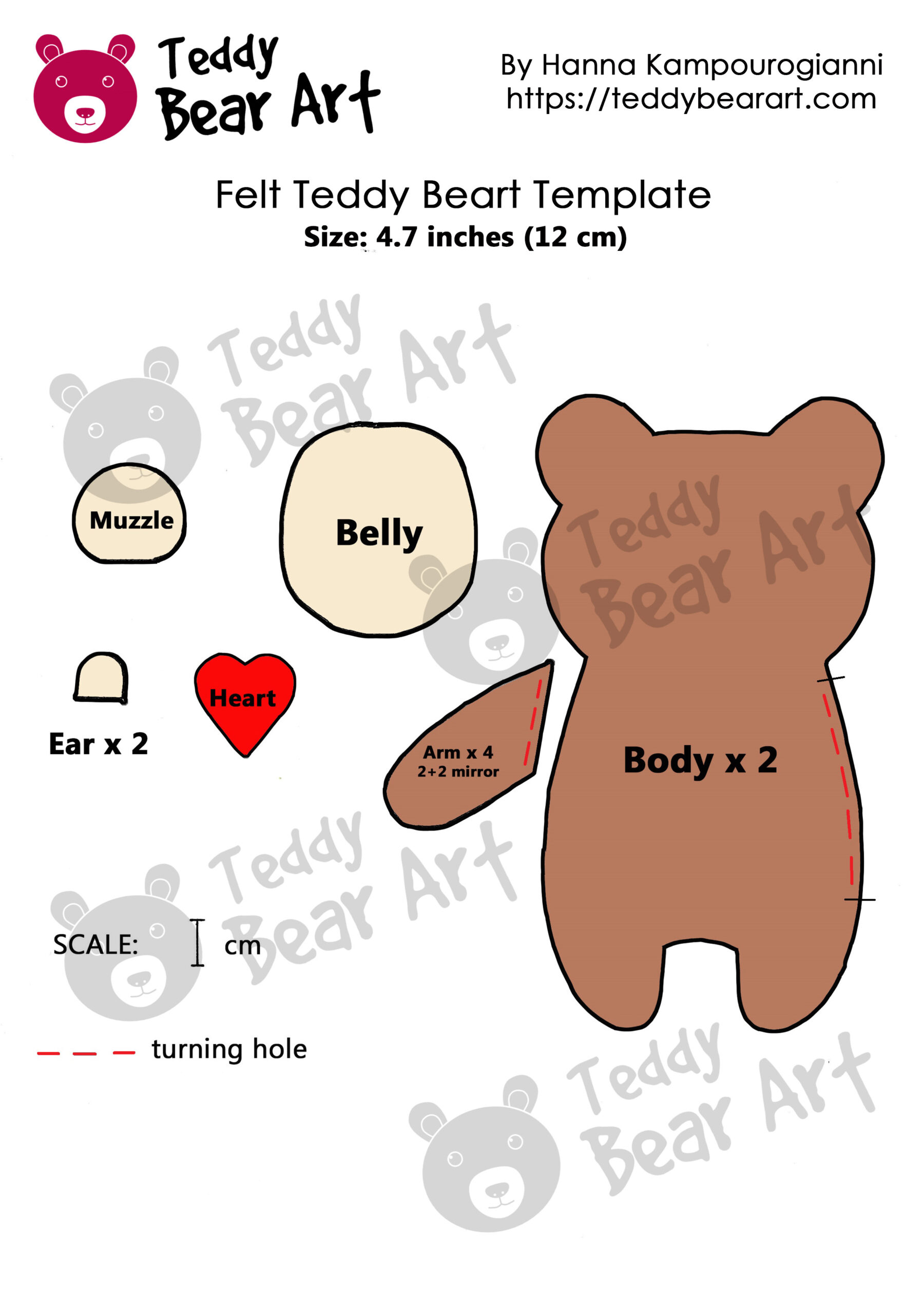 Free Felt Teddy Bear Template: Easy Diy For Beginners - Teddy Bear Art intended for Beginner Printable Teddy Bear Pattern