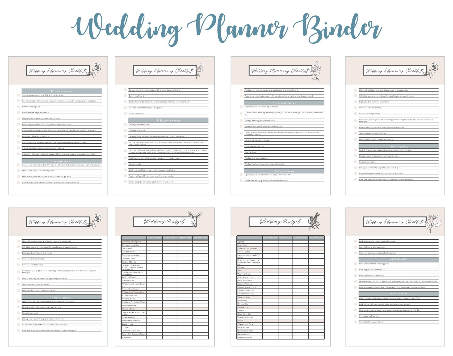 Free Free Printable Wedding Planner Binder Pages, Download Free intended for Free 42 Page Printable Wedding Binder