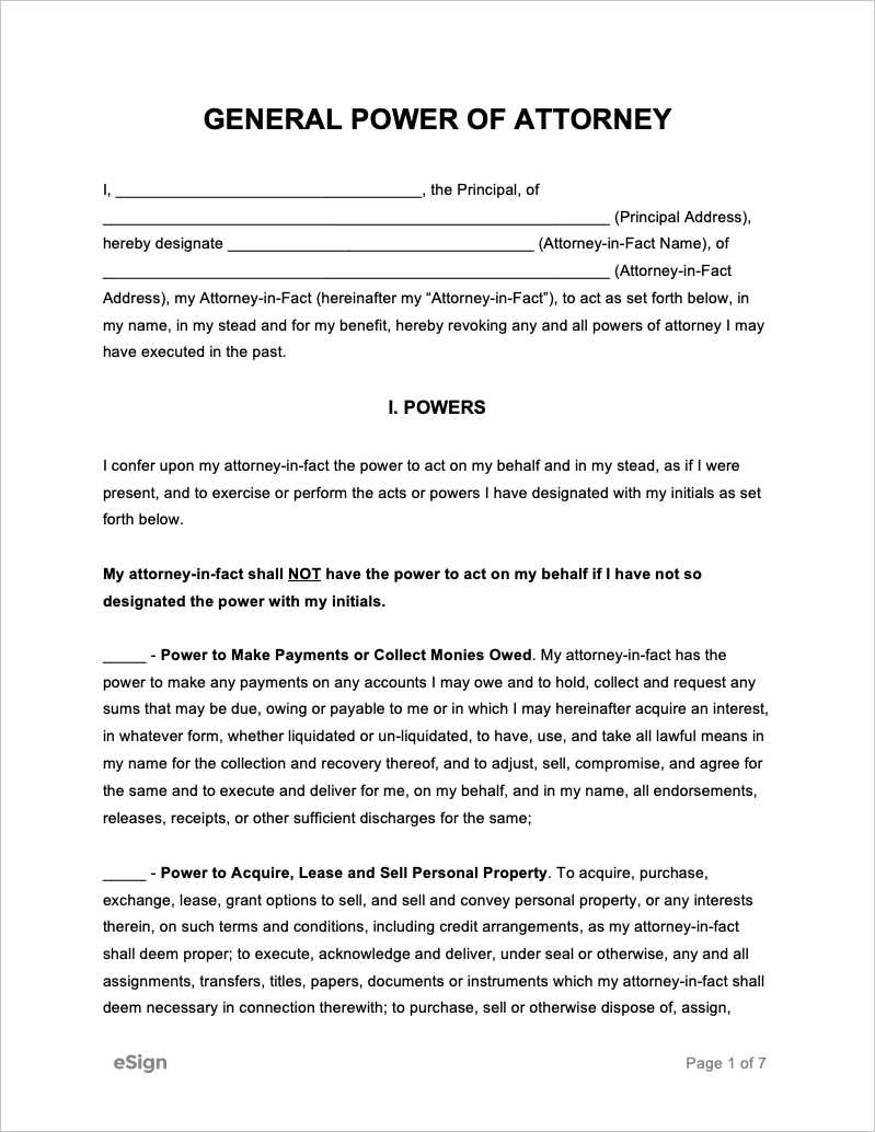 Free General Power Of Attorney Forms | Pdf | Word for Printable Power Of Attorney Forms