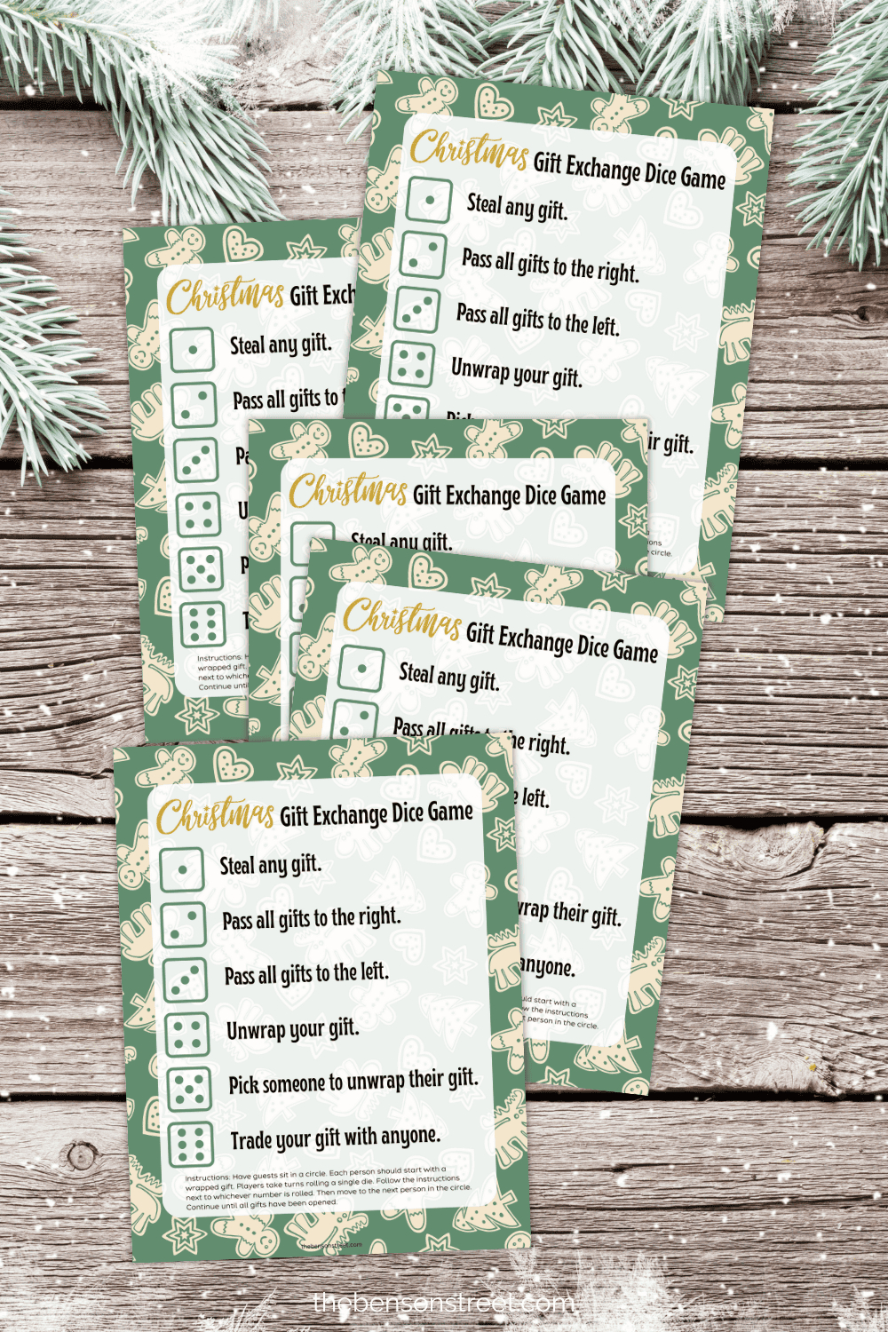 Free Gift Exchange Christmas Dice Game Printable - The Benson Street intended for White Elephant Dice Game Free Printable