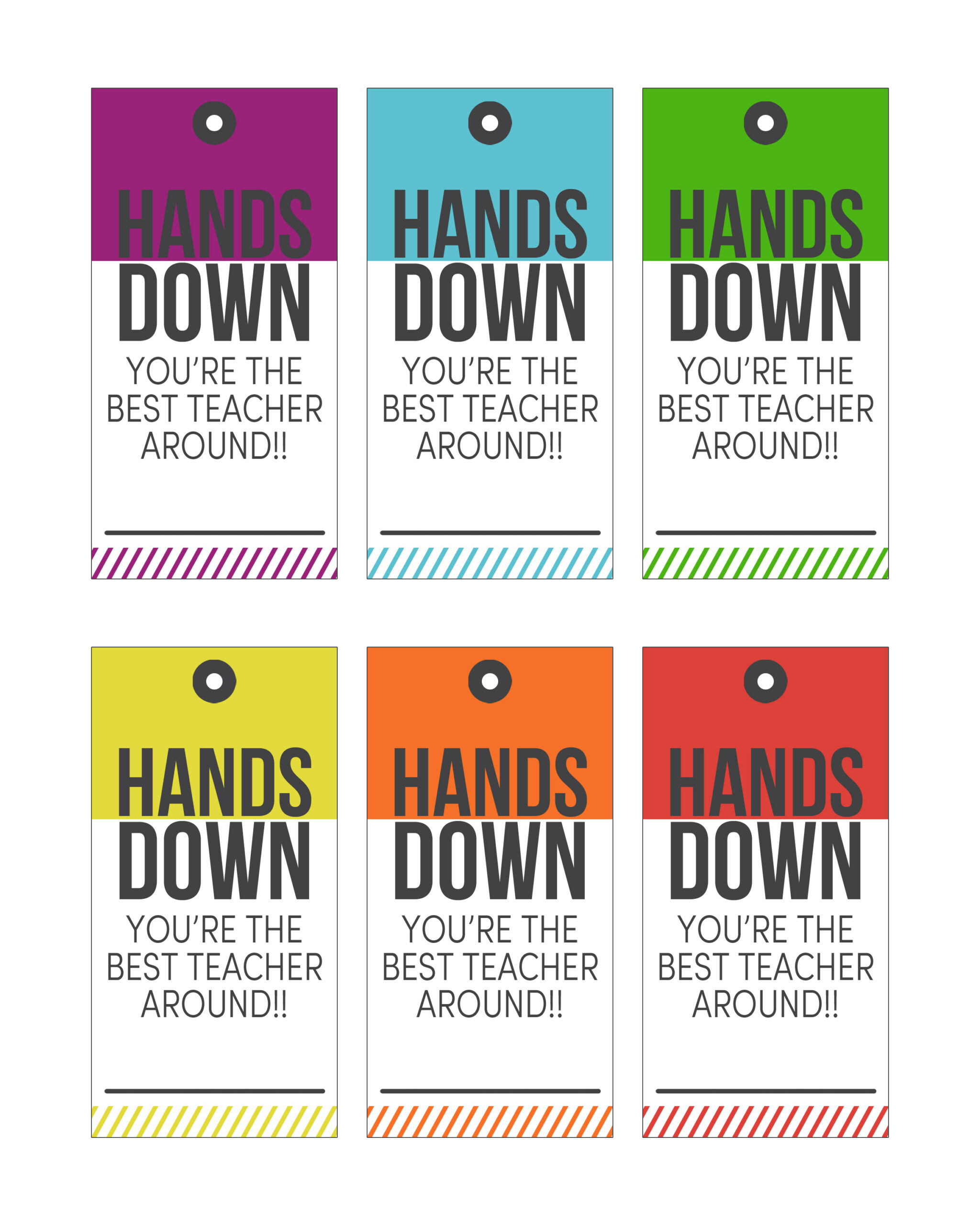 Free "Hands Down" Teacher Appreciation Printable - 24/7 Moms for Hands Down You're the Best Around Free Printable