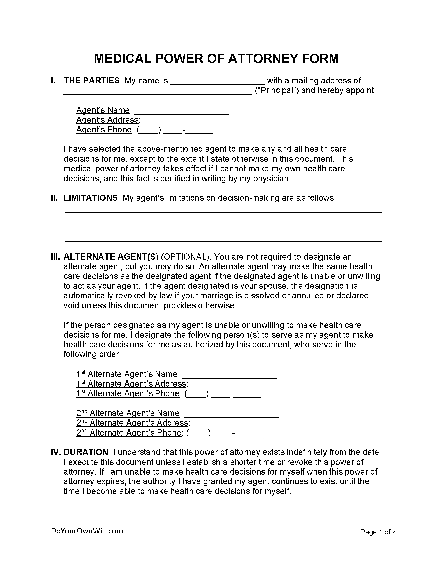Free Medical Power Of Attorney Form (Mpoa) | Pdf | Word | Odt inside Free Printable Medical Power of Attorney