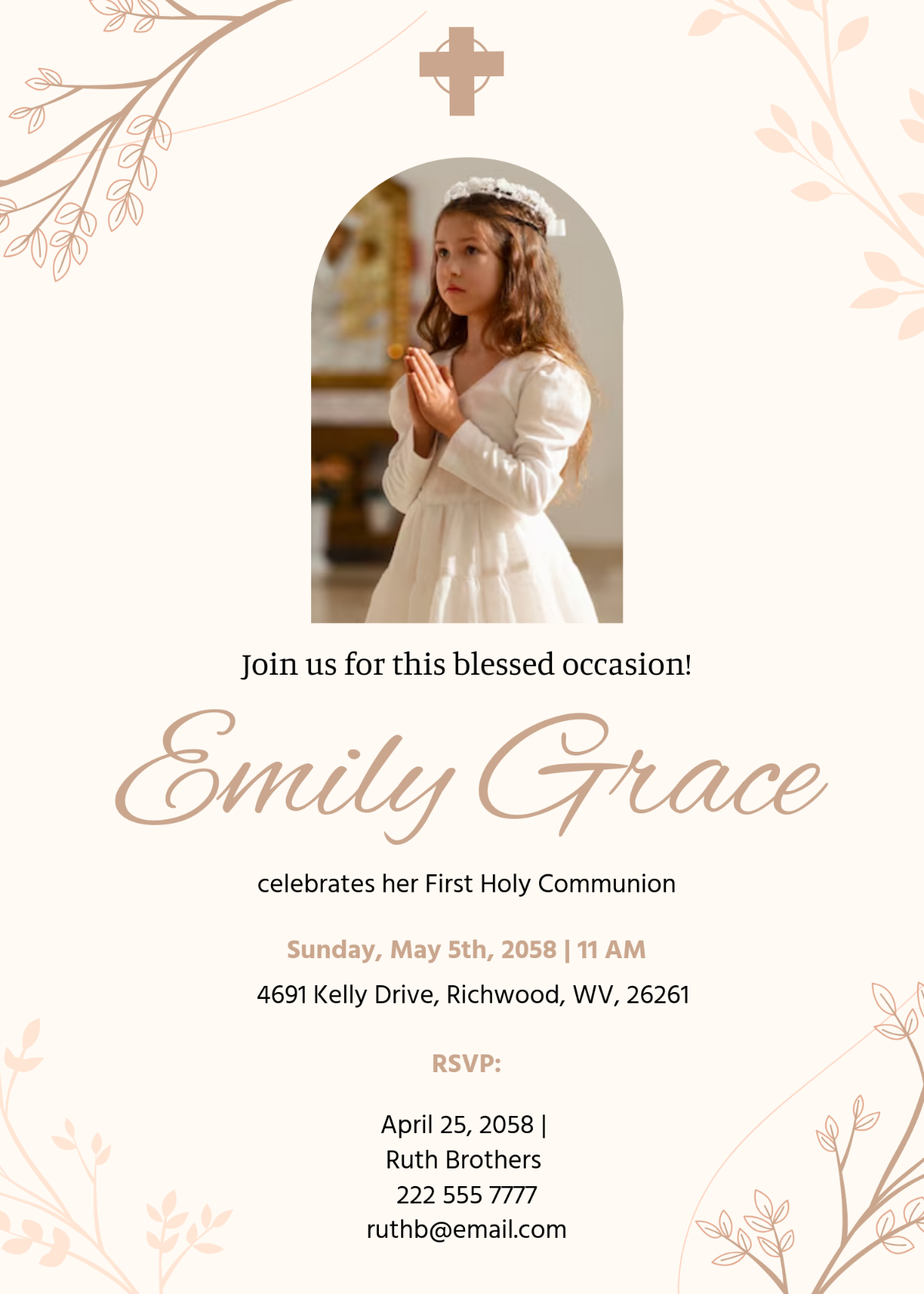 Free Photo First Communion Invitation Template To Edit Online within First Holy Communion Cards Printable