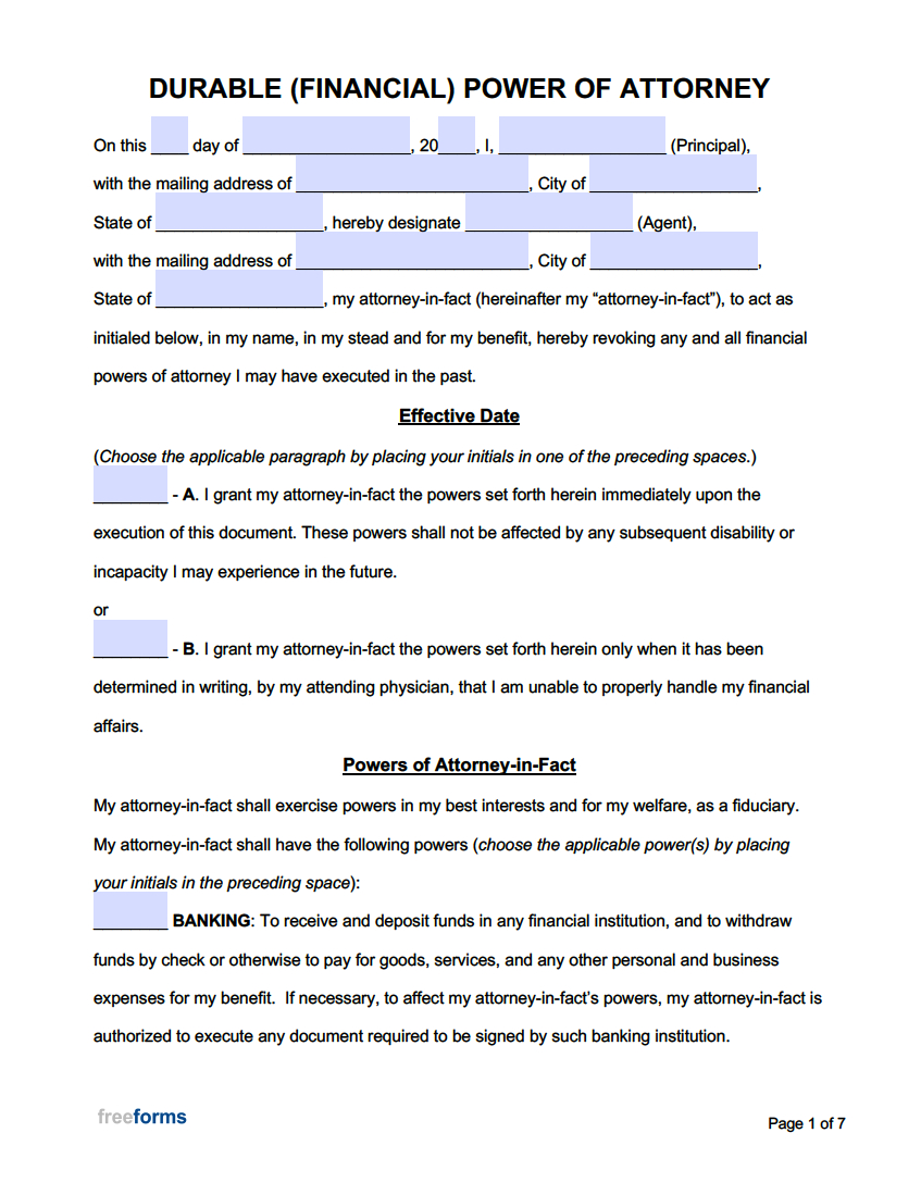 Free Power Of Attorney Forms | Pdf | Word within Printable Power Of Attorney Forms