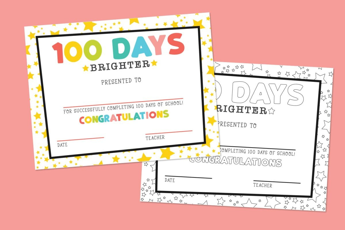 Free Printable 100 Days Of School Certificate - Hey, Let'S Make Stuff with 100 Days Smarter Certificate Free Printable