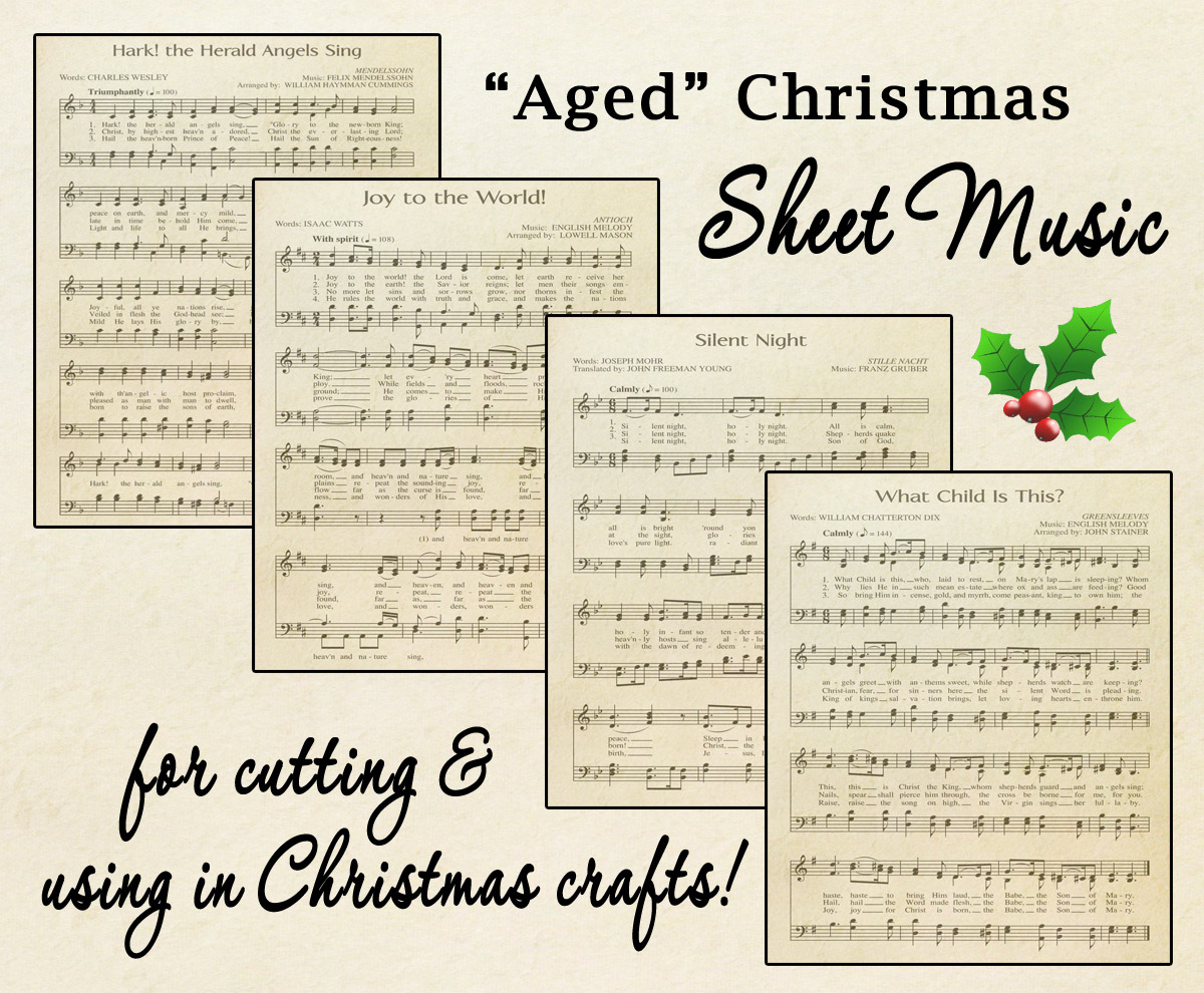 Free Printable “Aged” Music Sheets | Celebrating Holidays intended for Free Printable Christmas Sheet Music For Crafts