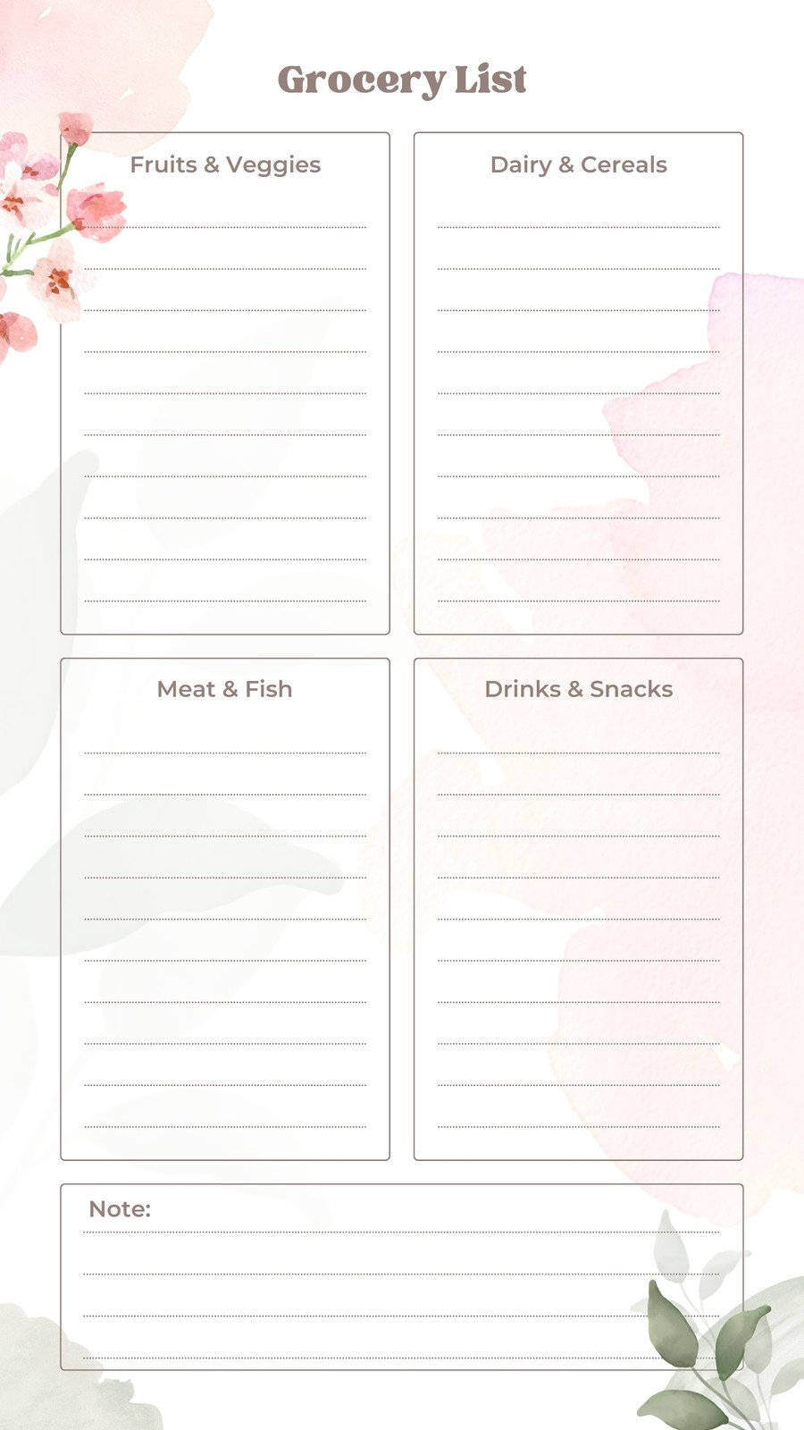 Free Printable And Customizable Grocery List Templates | Canva inside Printable Blank Shopping List Template