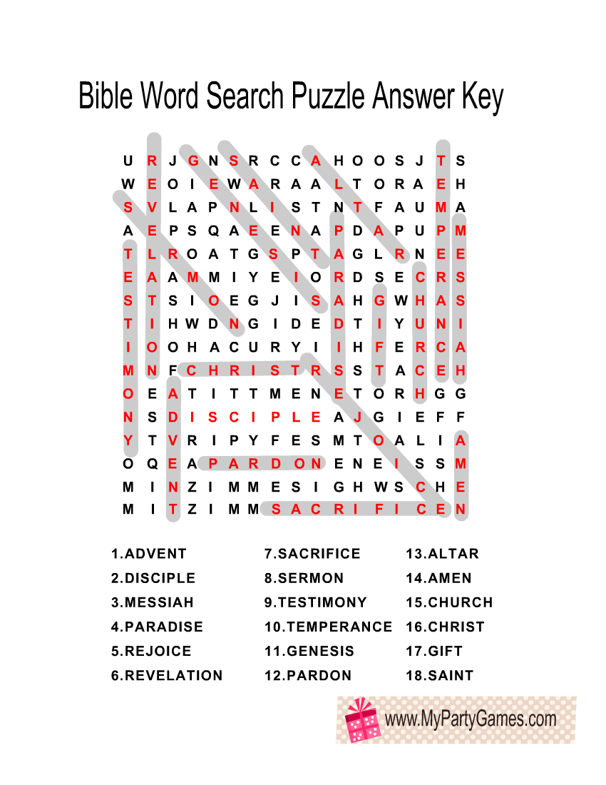 Free Printable Bible Word Search Puzzles With Answer Key intended for Free Printable Bible Word Search Puzzles For Adults