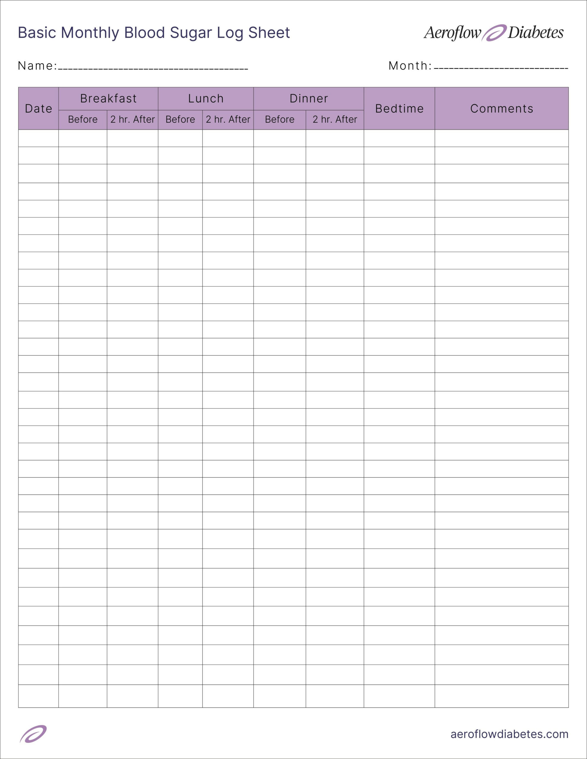 Free Printable Blood Sugar Log Sheet | Aeroflow Diabetes regarding Free Printable Blood Glucose Log Sheet
