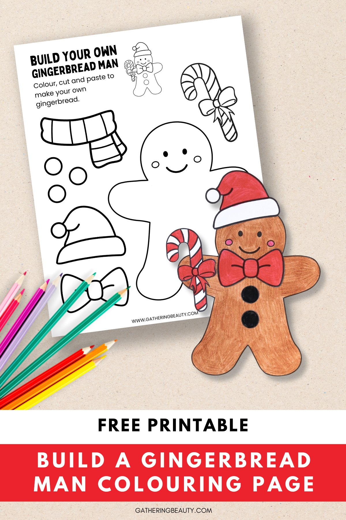 Free Printable Build A Gingerbread Man — Gathering Beauty for Printable Picture of Gingerbread Man