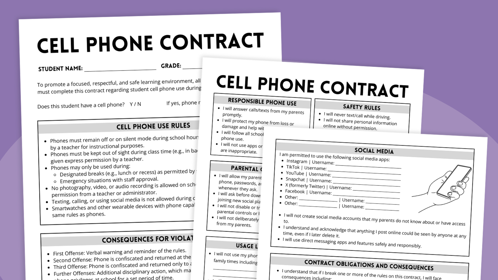 Free Printable Cell Phone Contracts For Teens in Free Printable Child Cell Phone Contract