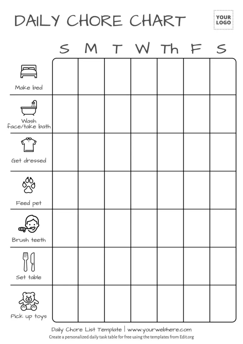 Free Printable Chore List Templates with Free Editable Printable Chore Charts Free Download
