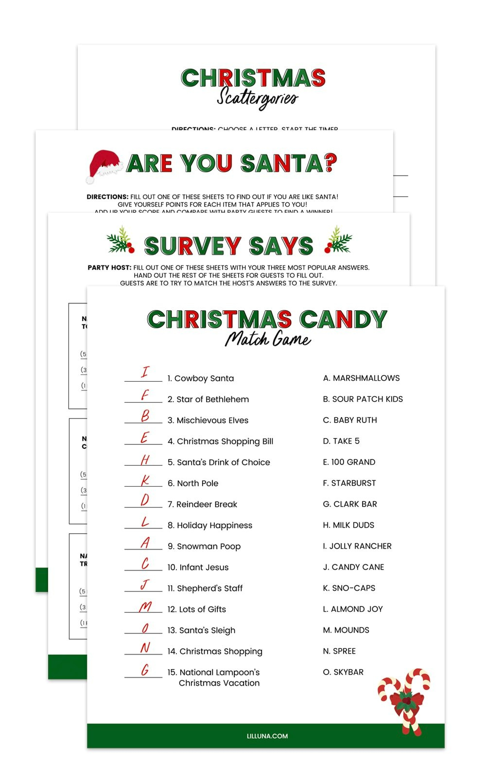 Free Printable Christmas Games {4 Freebies} | Lil' Luna inside Free Printable Christmas Party Games