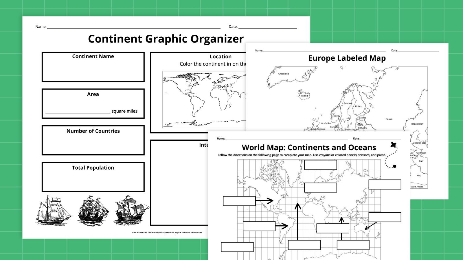 Free Printable Continents And Oceans Map Bundle throughout Printable Map Of Oceans And Continents