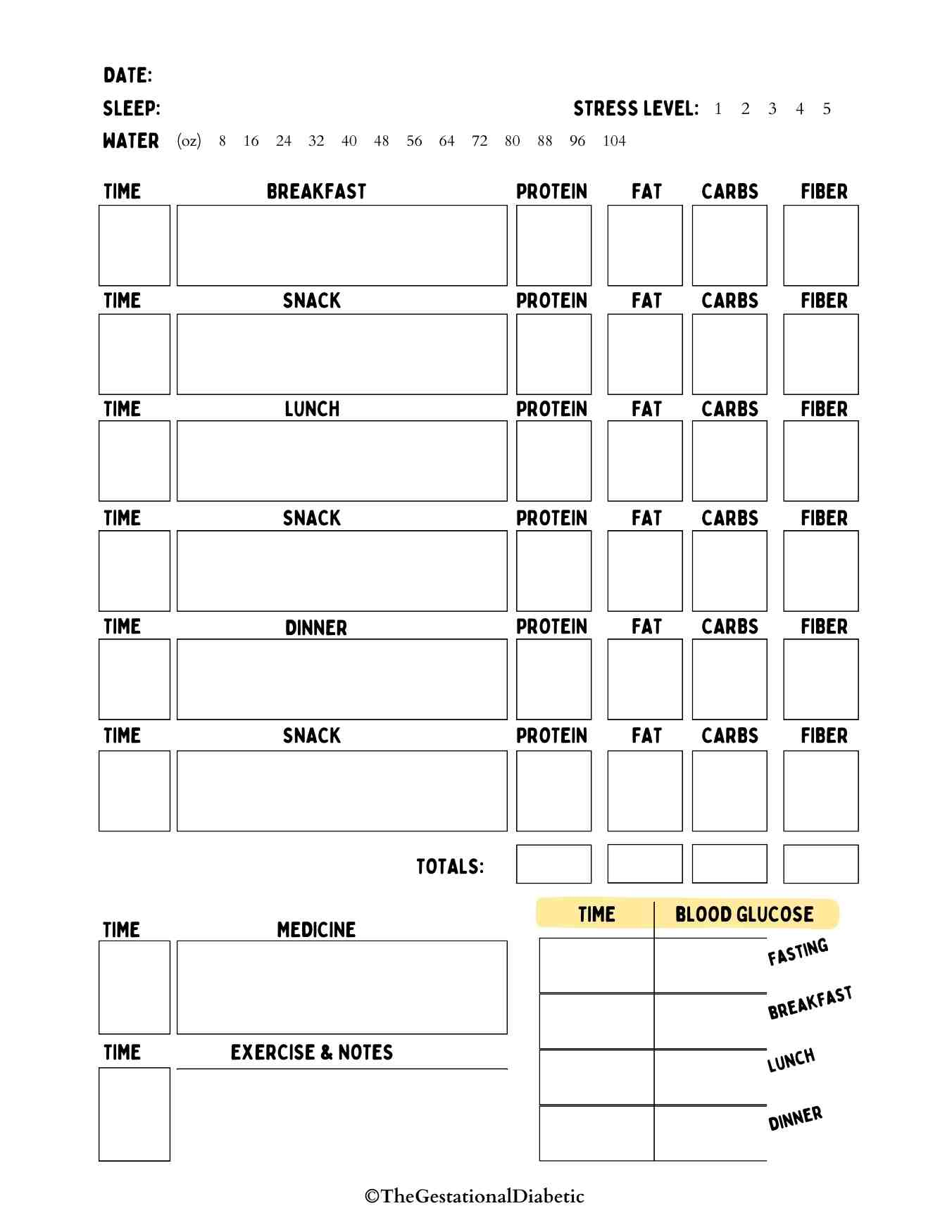 Free Printable Diabetic Log Sheets - The Gestational Diabetic in Free Printable Blood Glucose Log Sheet