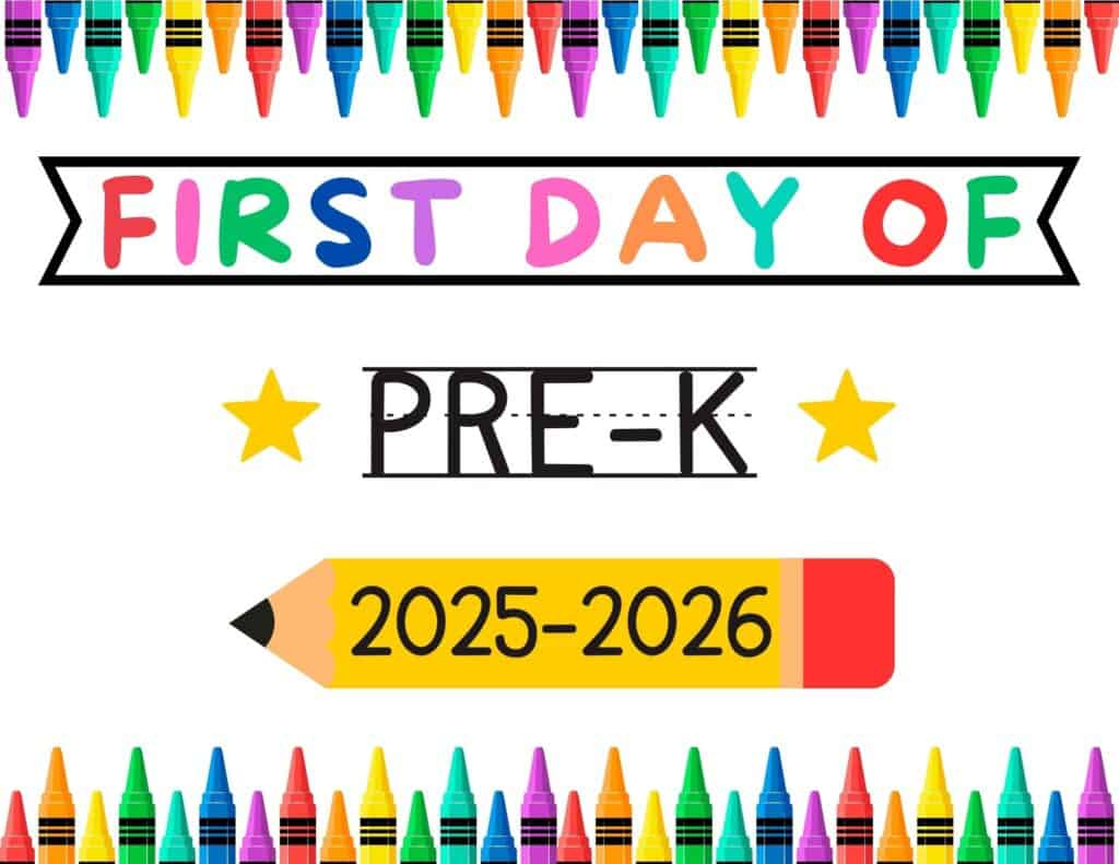 Free Printable First Day Of School Signs For 2025 - Prudent Penny for First Day of Pre K Sign Printable