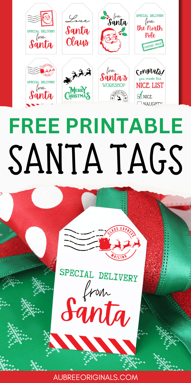 Free Printable "From Santa" Gift Tags For Christmas - Aubree Originals throughout Free Printable Secret Santa Gift Tags