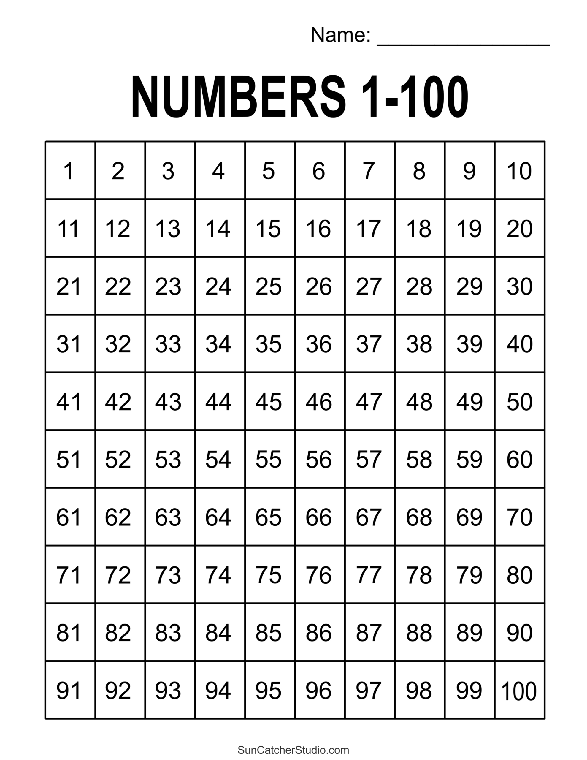 Free Printable Hundreds Charts (Numbers 1 To 100) – Free pertaining to Number Sheet 1-100 Printable