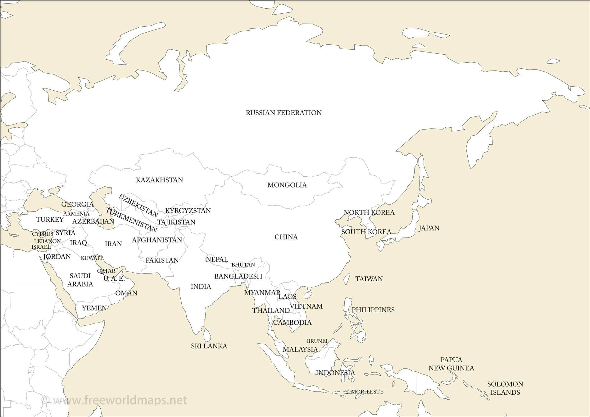 Free Printable Maps Of Asia for Printable Blank Map of Asia
