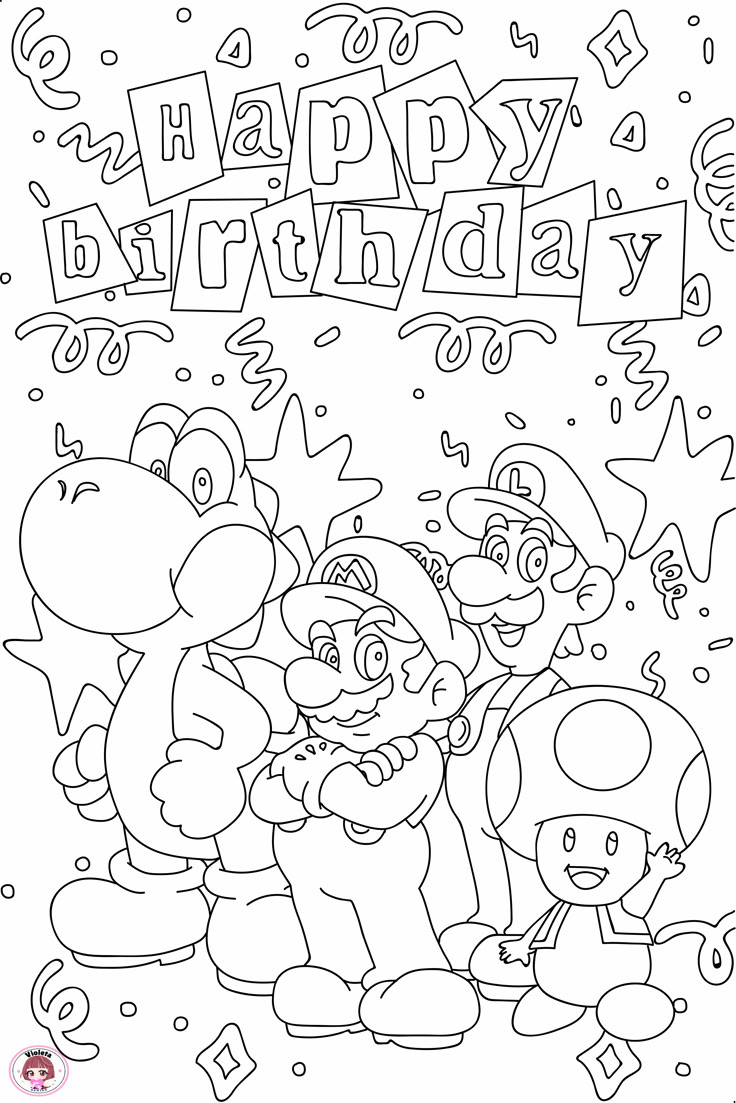 Free Printable Mario Bros Happy Birthday Coloring Page: Get Crafty with regard to Super Mario Printable Birthday Card