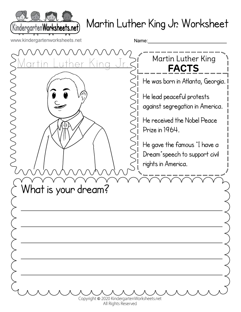 Free Printable Martin Luther King Jr. Worksheet throughout Martin Luther King Jr Free Printables