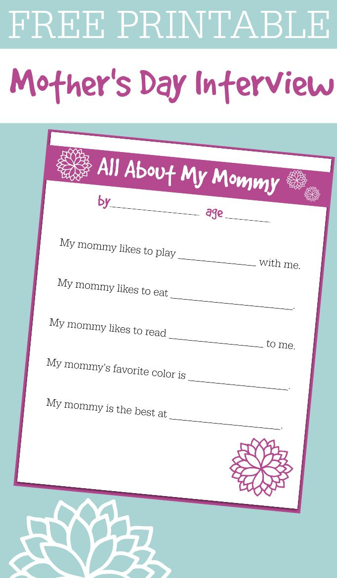 Free Printable Mother'S Day Interview For Kids with regard to Mother'S Day Questionnaire For Kids Free Printable
