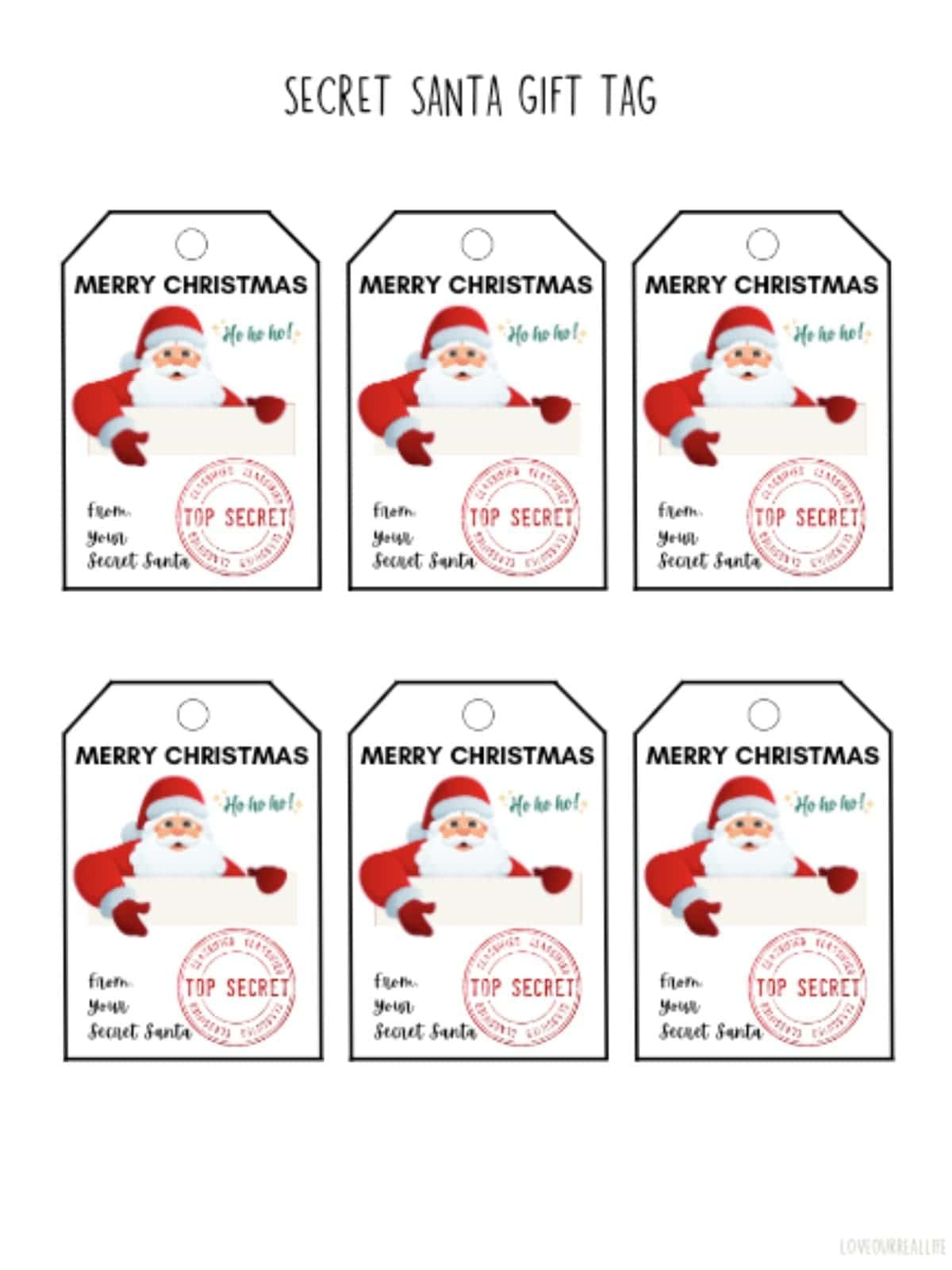 Free Printable Santa Gift Tags (Download Instantly To Print with Free Printable Secret Santa Gift Tags