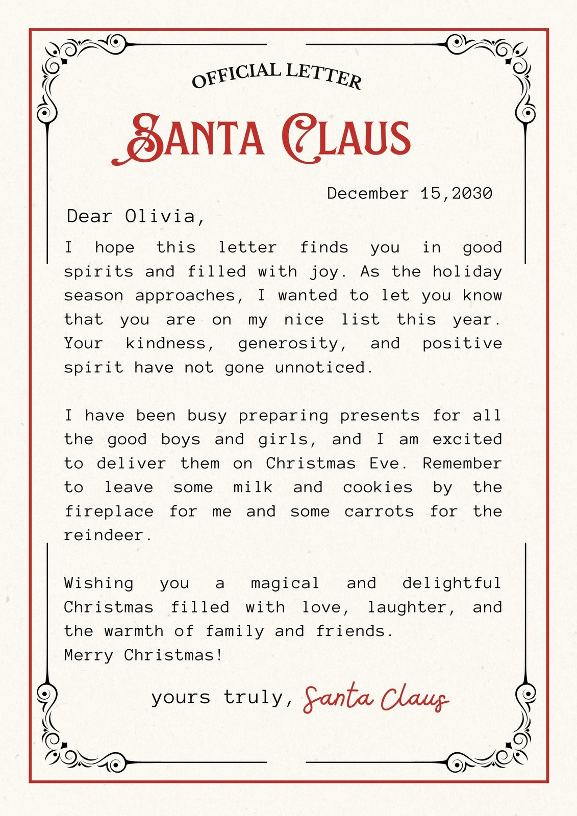 Free Printable Santa Letter Templates You Can Customize | Canva pertaining to Free Printable From Santa Letter