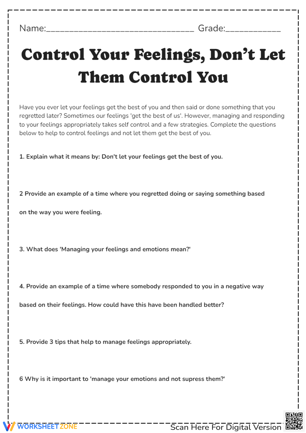 Free Printable Self Control Worksheets For All Ages - Worksheets with Free Printable Impulse Control Worksheets Printable